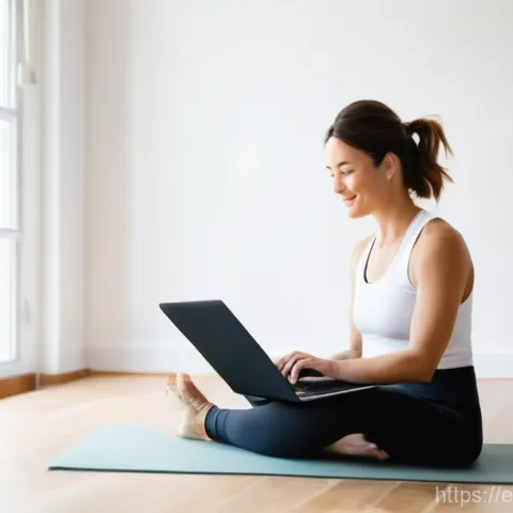 필라테스 강사 블로그 운영 팁 - **Prompt:** A warm and authentic female Pilates instructor, in her late 30s, sitting gracefully on a...