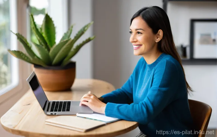 필라테스 강사 블로그 운영 팁 - **Prompt:** A dynamic and energetic female Pilates instructor, in her early 30s, demonstrating a pre...